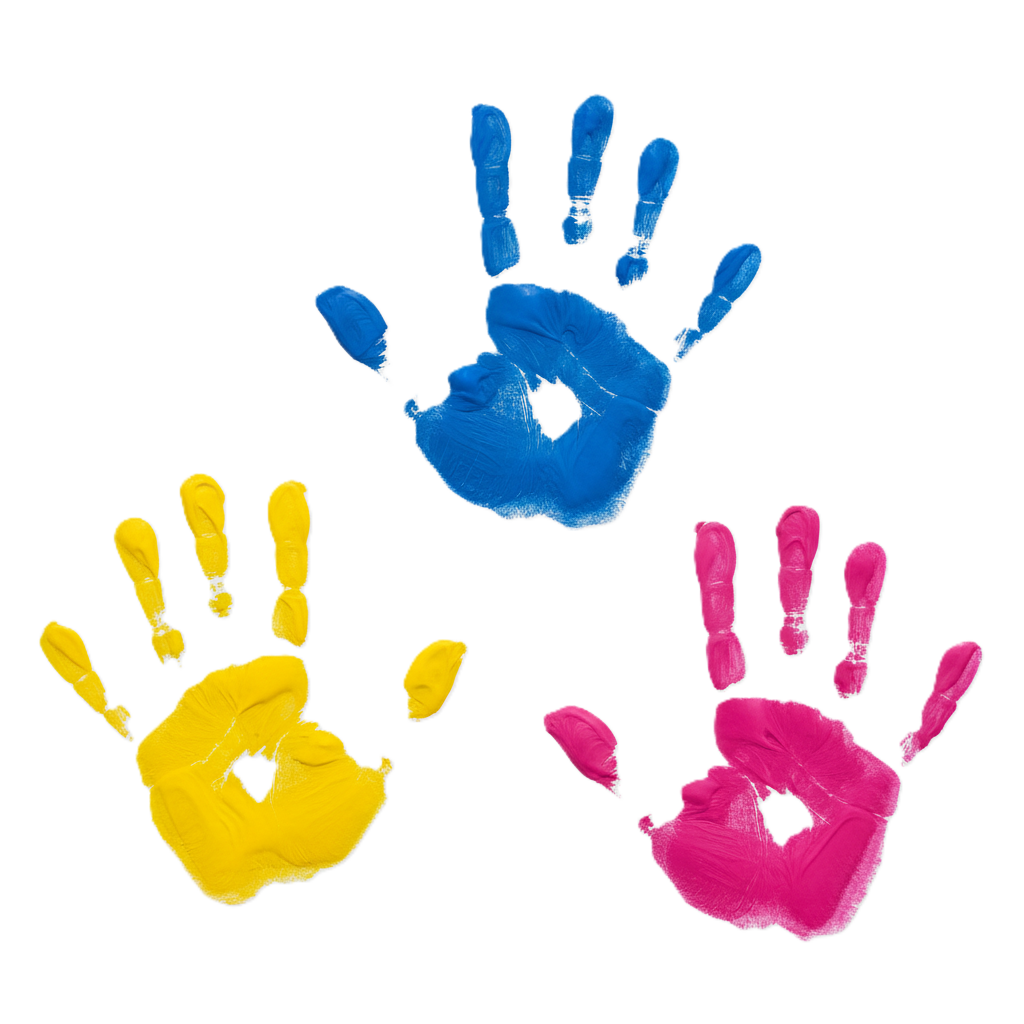 Colorful painted handprints